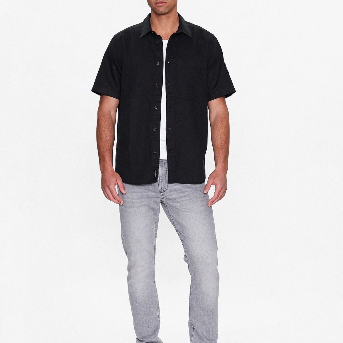 CALVIN KLEIN - Camisa Cotton Linen Negro Calvin Klein