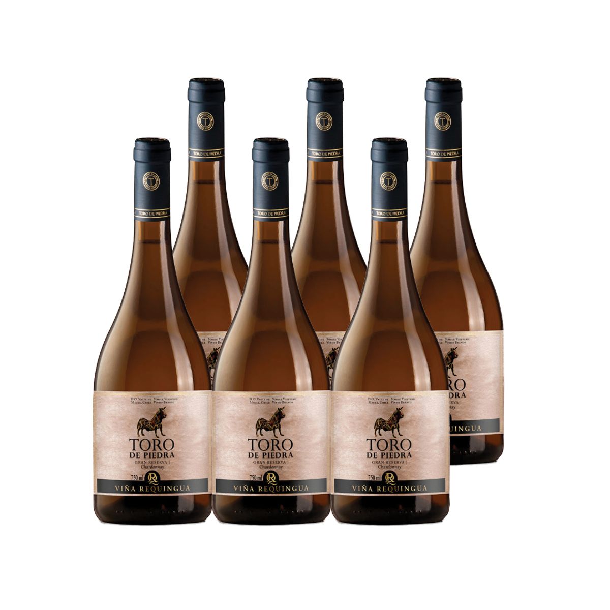 TORO DE PIEDRA - 6x Vino Toro de Piedra Gran Reserva Chardonnay 750cc