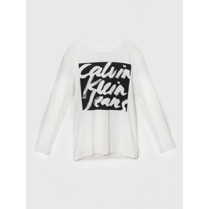 CALVIN KLEIN - Polera Niño Overpaint Blanco Calvin Klein