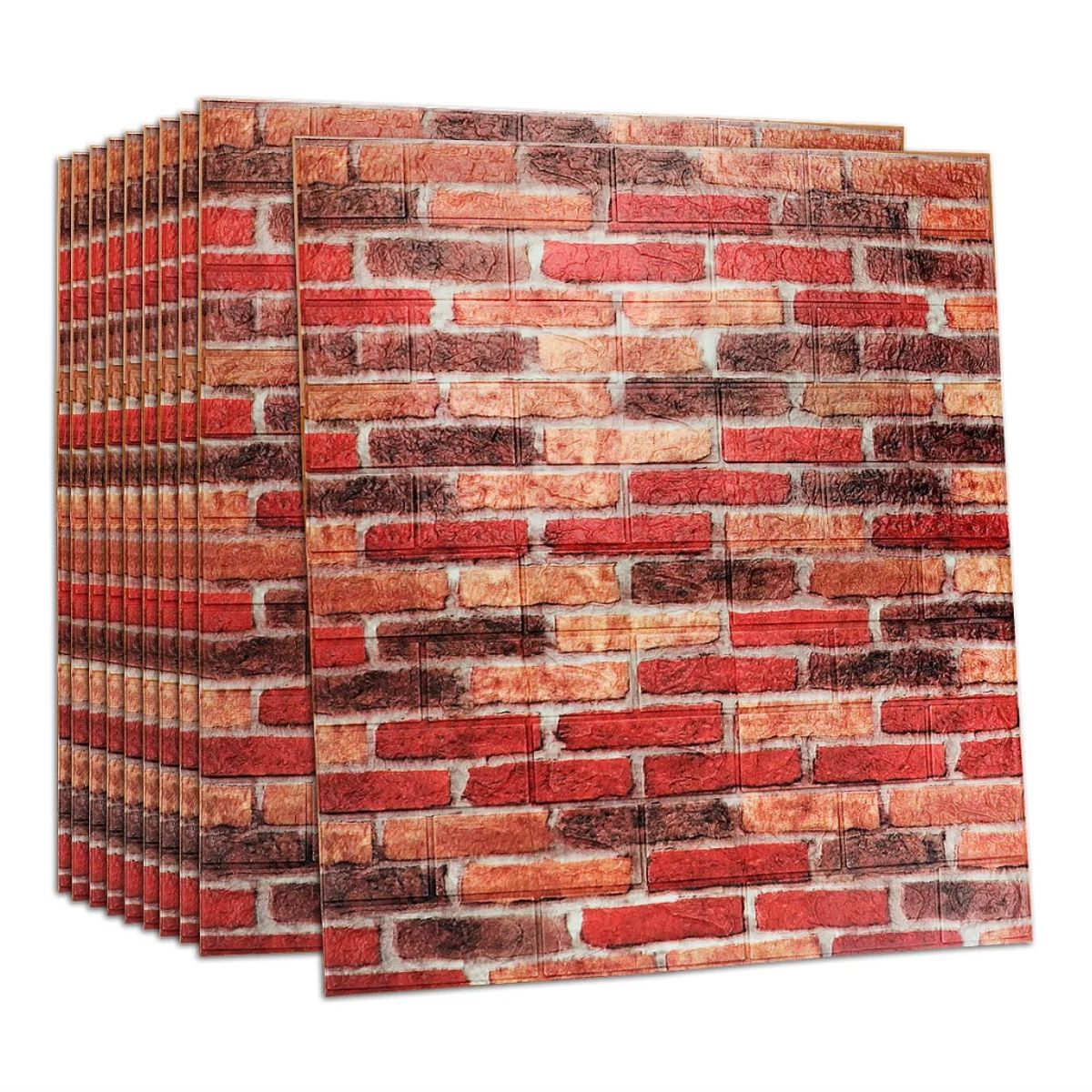 GENERICO - Pack 10 Laminas Papel Mural 3d Ladrillo Pared Blanco 77x70cm