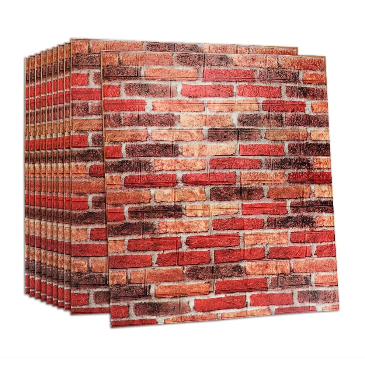 GENERICO - Pack 10 Laminas Papel Mural 3d Ladrillo Pared Blanco 77x70cm