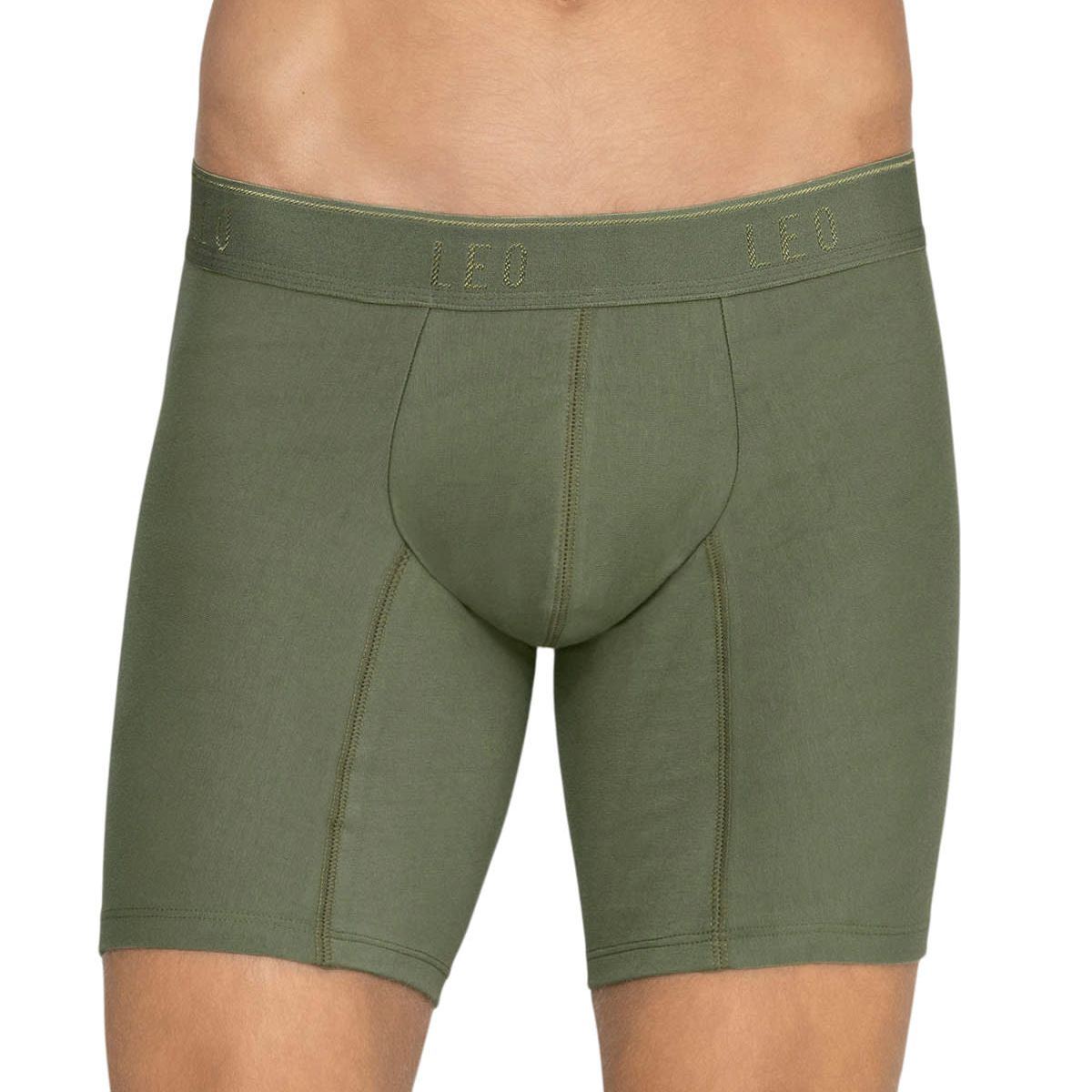 LEO - Bóxer medio en algodón comodidad total 033123 Verde Olivo