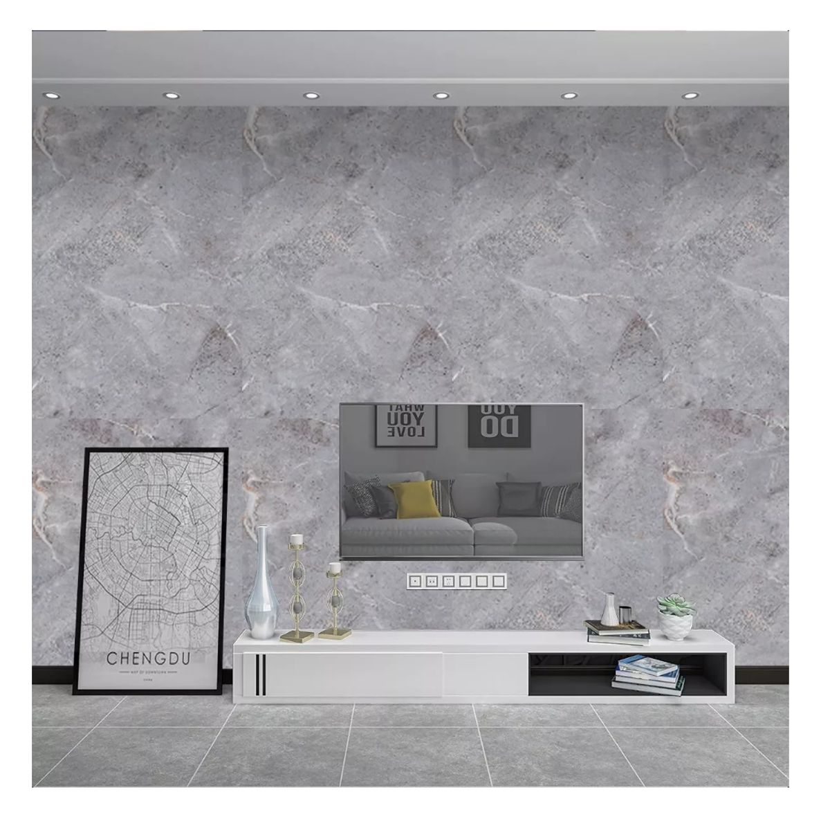 GENERICO - Papel Mural Autoadhesivo Mármol Ladrillo Pared Y Piso 60x300