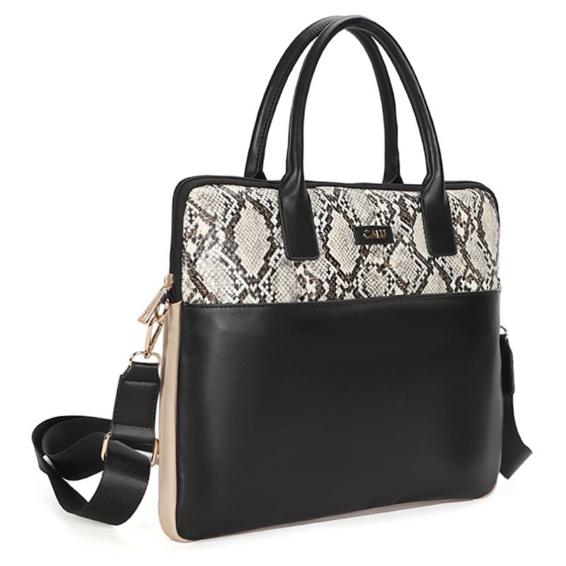CALU - Porta Notebook Cartera Amapola Piton Beige Calu