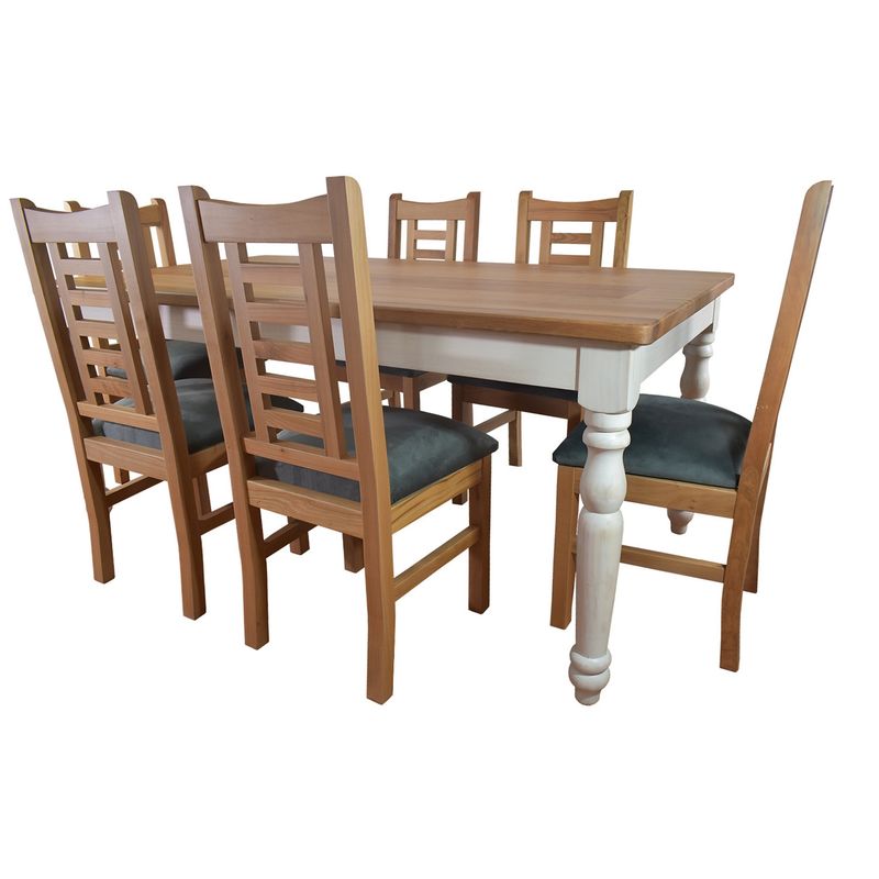 MUEBLES NATIVA - Comedor Ingles 100×180 6 sillas Pucon Gris