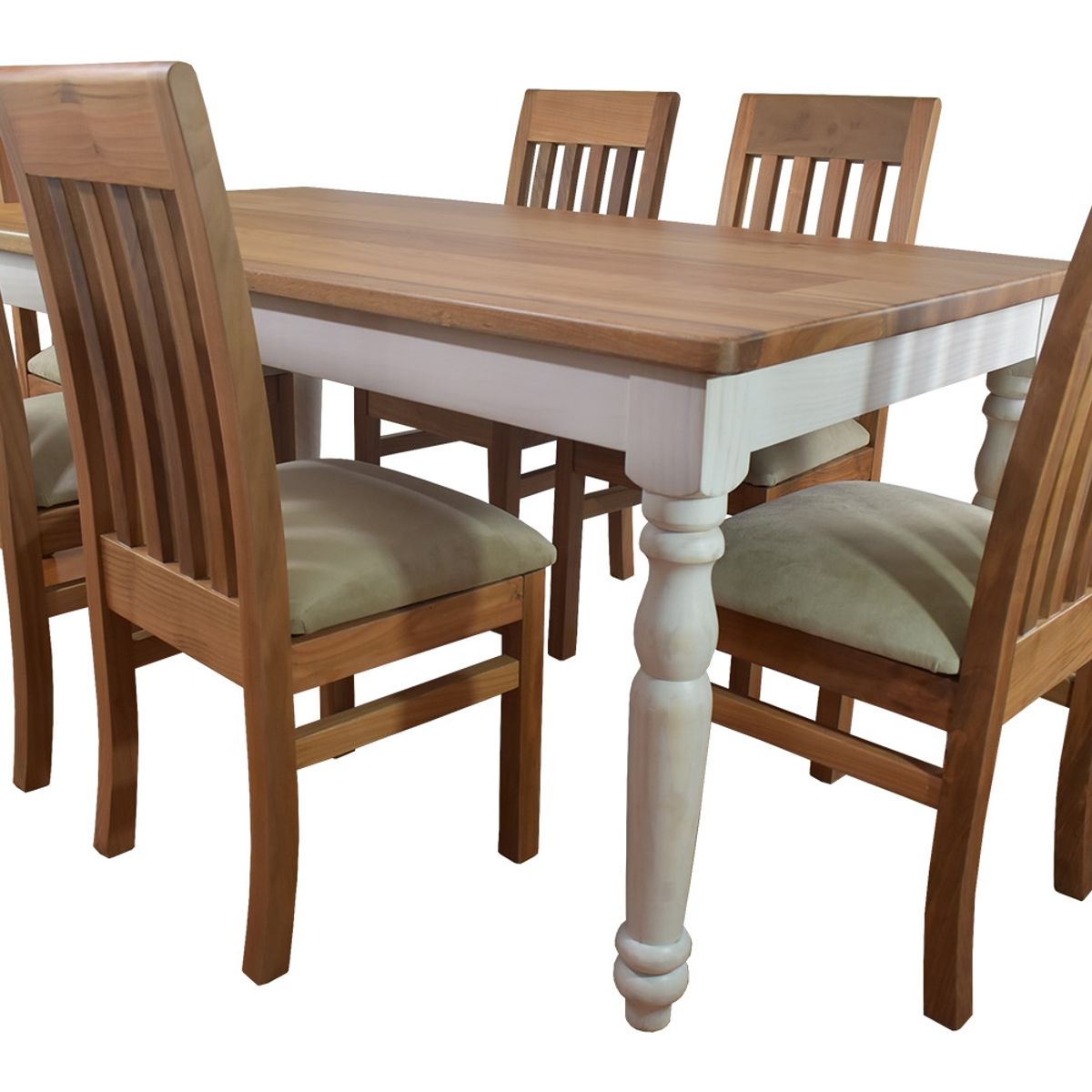 MUEBLES NATIVA - Comedor Ingles 100x180 6 sillas Italia Beige