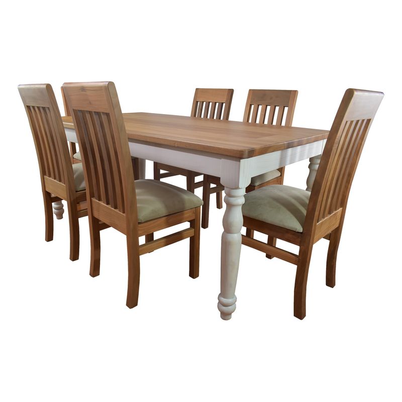 MUEBLES NATIVA - Comedor Ingles 100x180 6 sillas Italia Beige