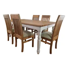 MUEBLES NATIVA - Comedor Ingles 100x180 6 sillas Italia Beige