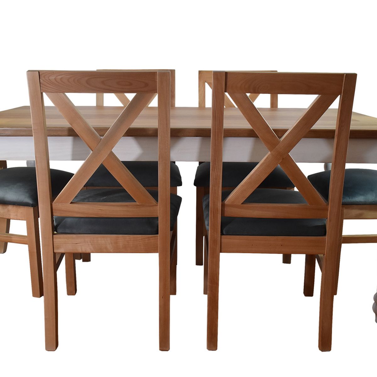 MUEBLES NATIVA - Comedor Ingles 100×180 6 sillas Cruz Gris