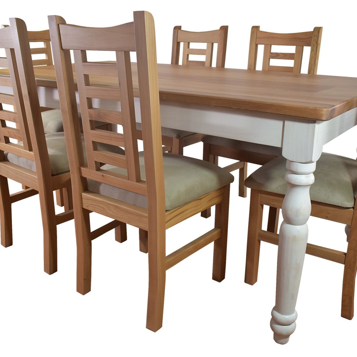 MUEBLES NATIVA - Comedor Ingles 100×180 6 sillas Pucon Gris