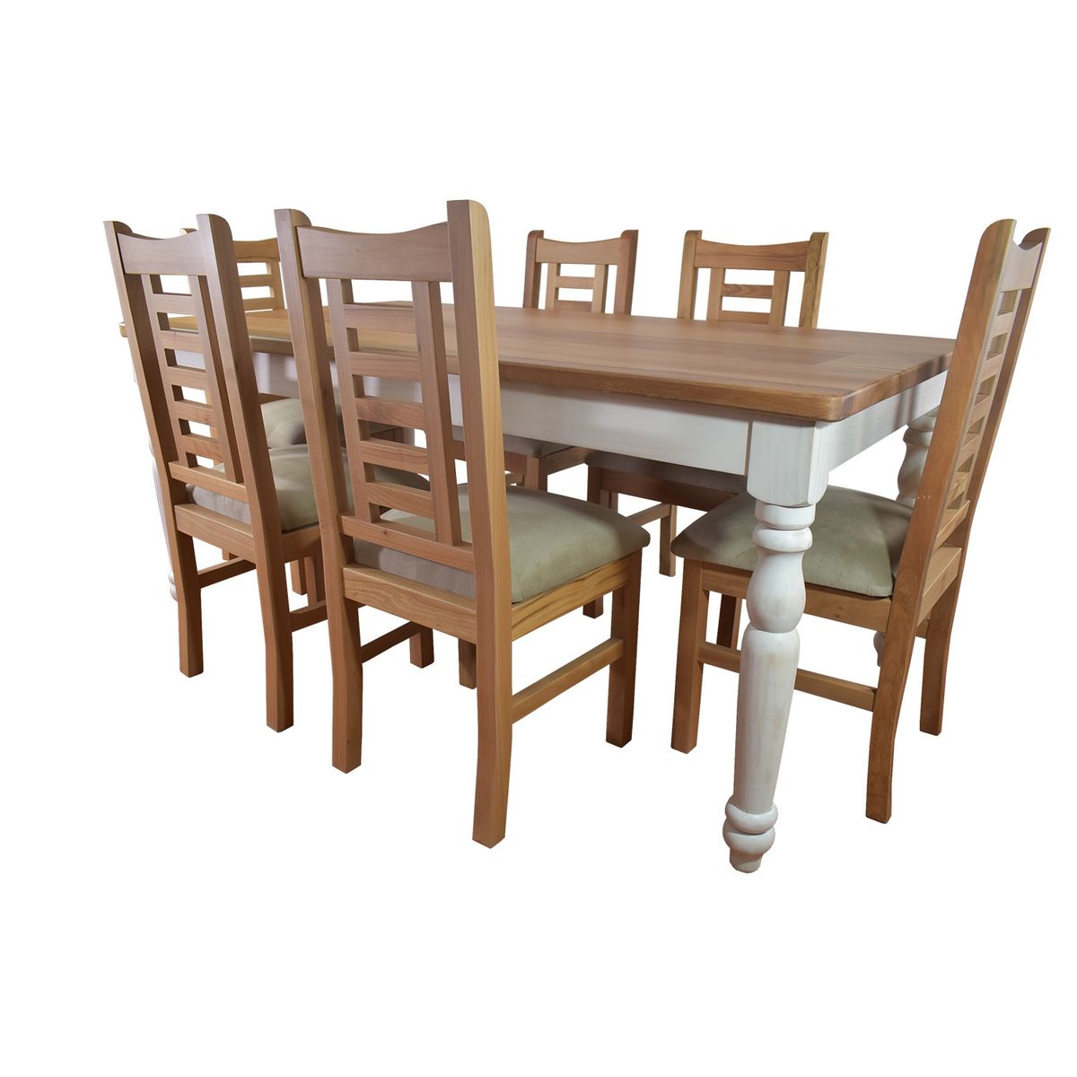 MUEBLES NATIVA - Comedor Ingles 100×180 6 sillas Pucon Gris