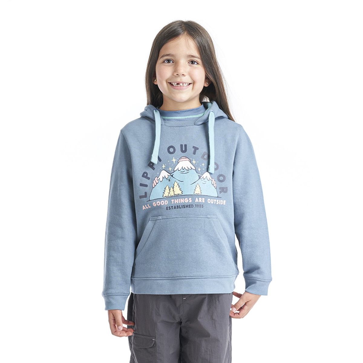 LIPPI - Poleron Niña Insigne Hoody Sweatshirt Azul Grisaceo Lippi