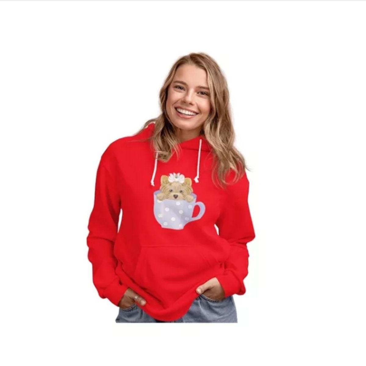 GENERICO - Poleron Perritos Perro Lindo Tacita Estampado Algodon Invier