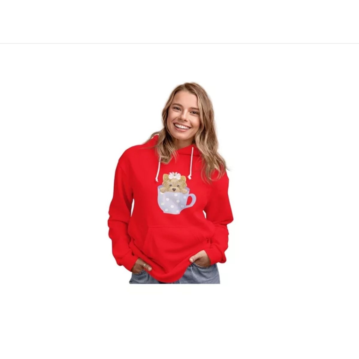 GENERICO - Poleron Perritos Perro Lindo Tacita Estampado Algodon Invier