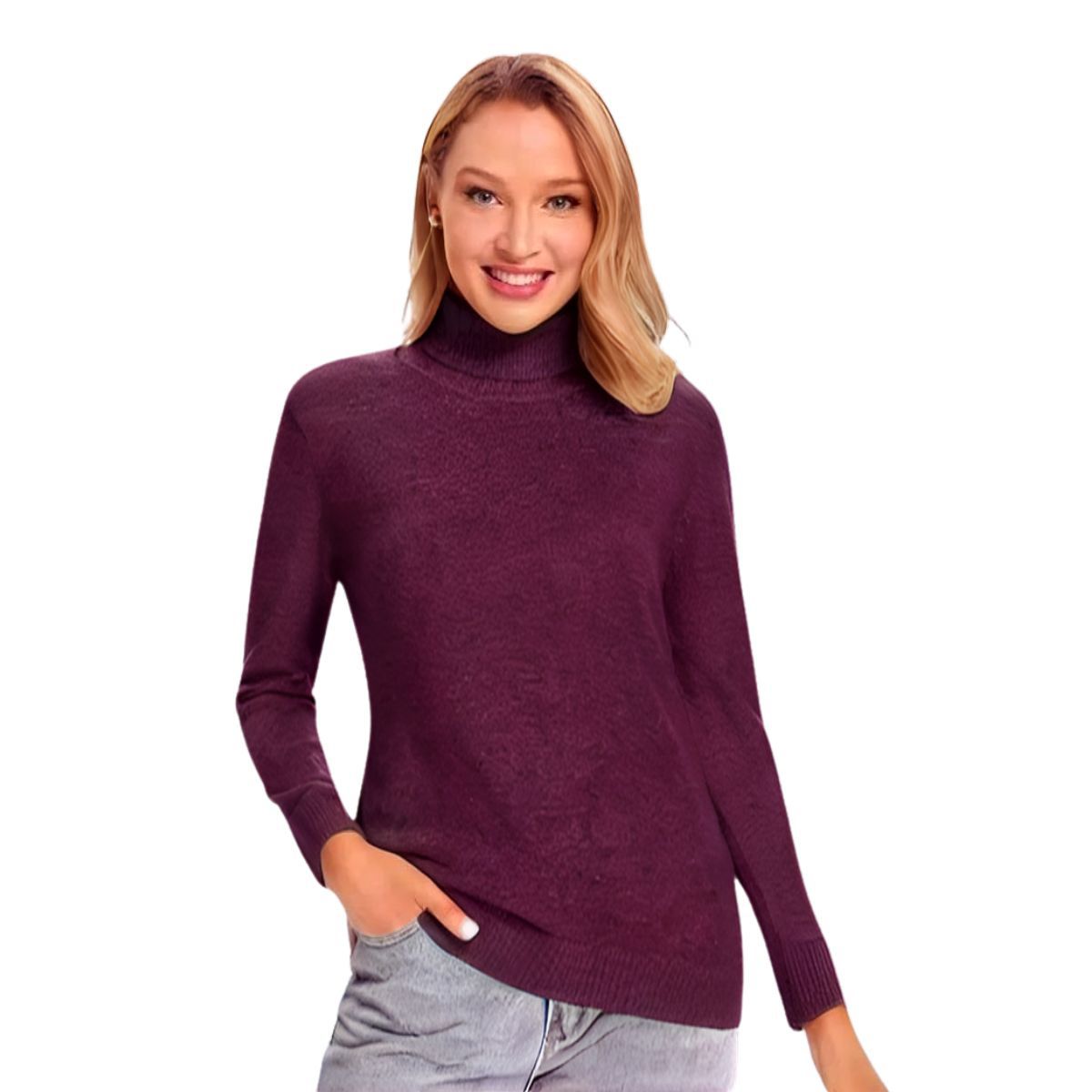 LOOK SHOP - Sweater Beatle Lana Mujer Cuello Alto Doble Otoño Invierno T160