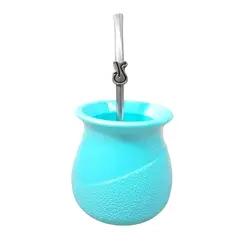 COSAS NUESTRAS - Mate bocha con bombilla celeste