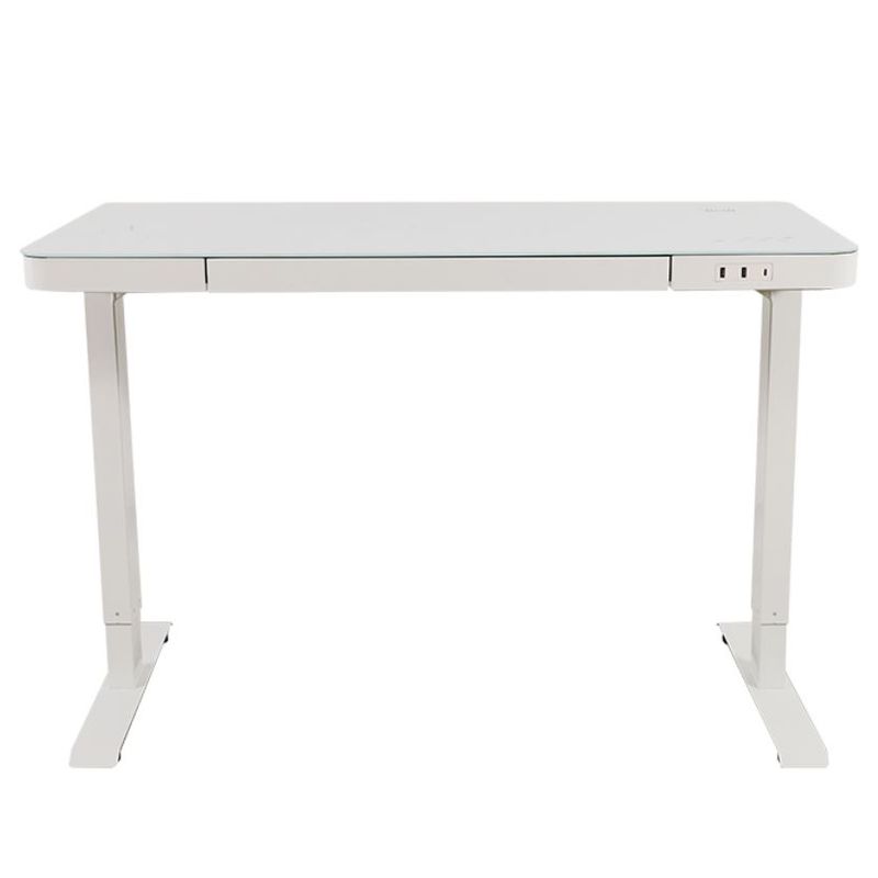 ERGOSTORE - Escritorio eléctrico elevable vidrio templado blanco.