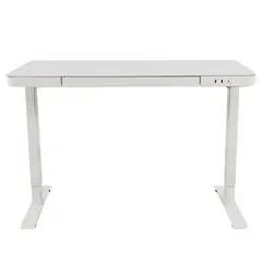 ERGOSTORE - Escritorio eléctrico elevable vidrio templado blanco