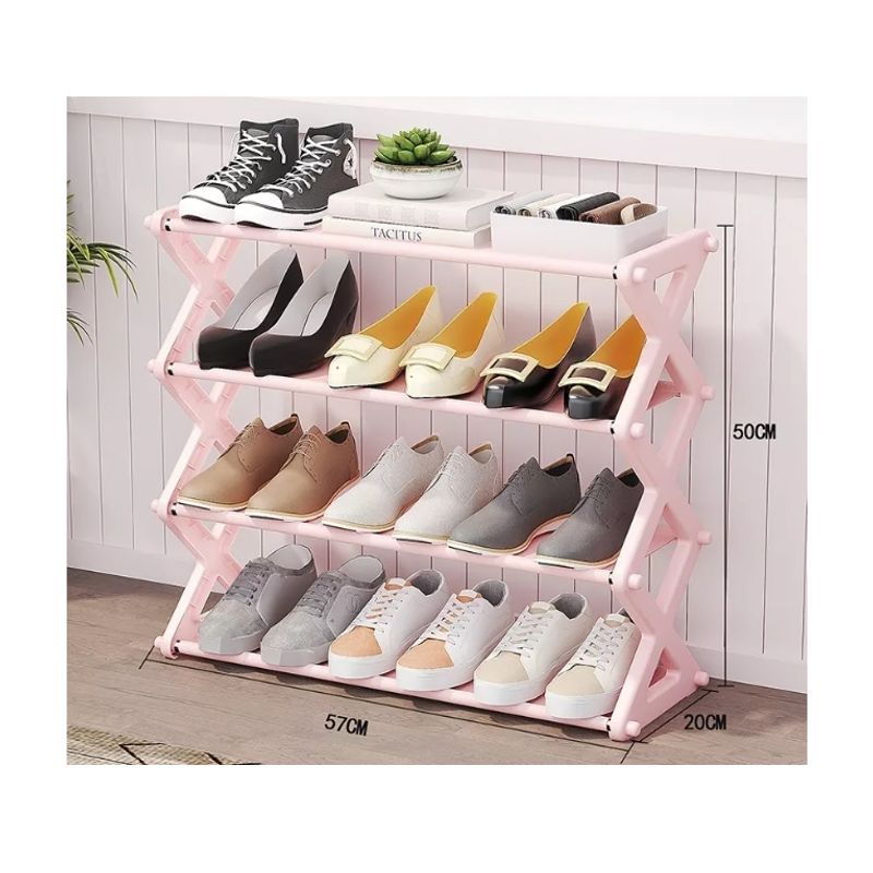 GENERICO - 4 Niveles Estante Para Zapatos Organizador Prueba Zapatero Rosa