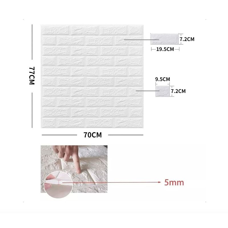 GENERICO - Pack 10 Lamina Papel Mural Autoadhesivo 3d Ladrillo 70x77
