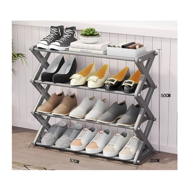GENERICO - 4 Niveles Estante Para Zapatos Organizador Prueba Zapatero Gris