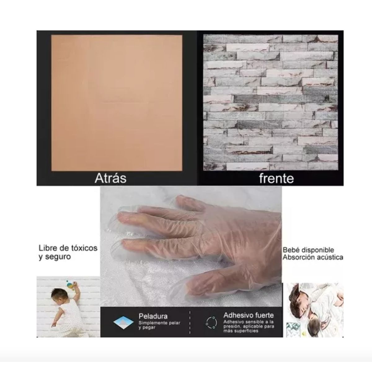 GENERICO - Pack 10 Lamina Papel Mural Autoadhesivo 3d Ladrillo 70x77