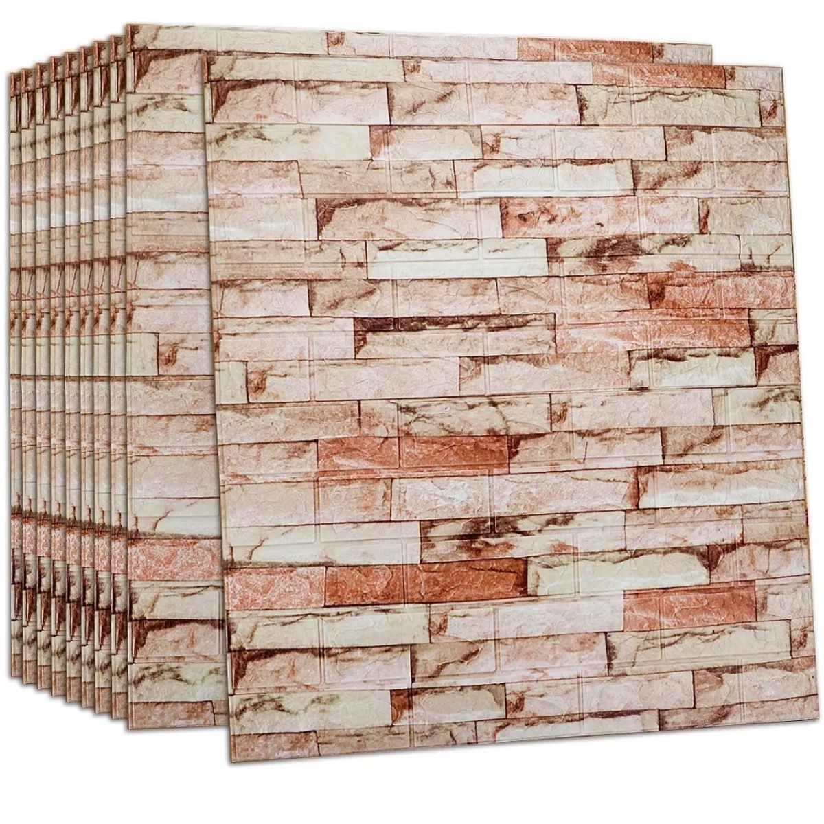 GENERICO - Pack 10 Lamina Papel Mural Autoadhesivo 3d Ladrillo 70x77