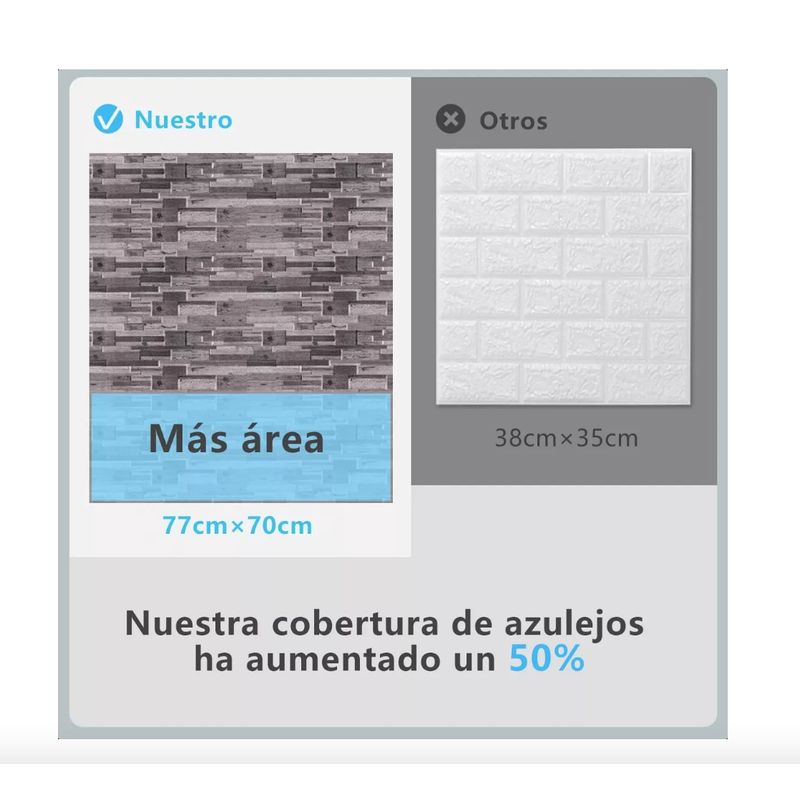 GENERICO - Pack 10 Lamina Papel Mural Autoadhesivo 3d Ladrillo 70x77