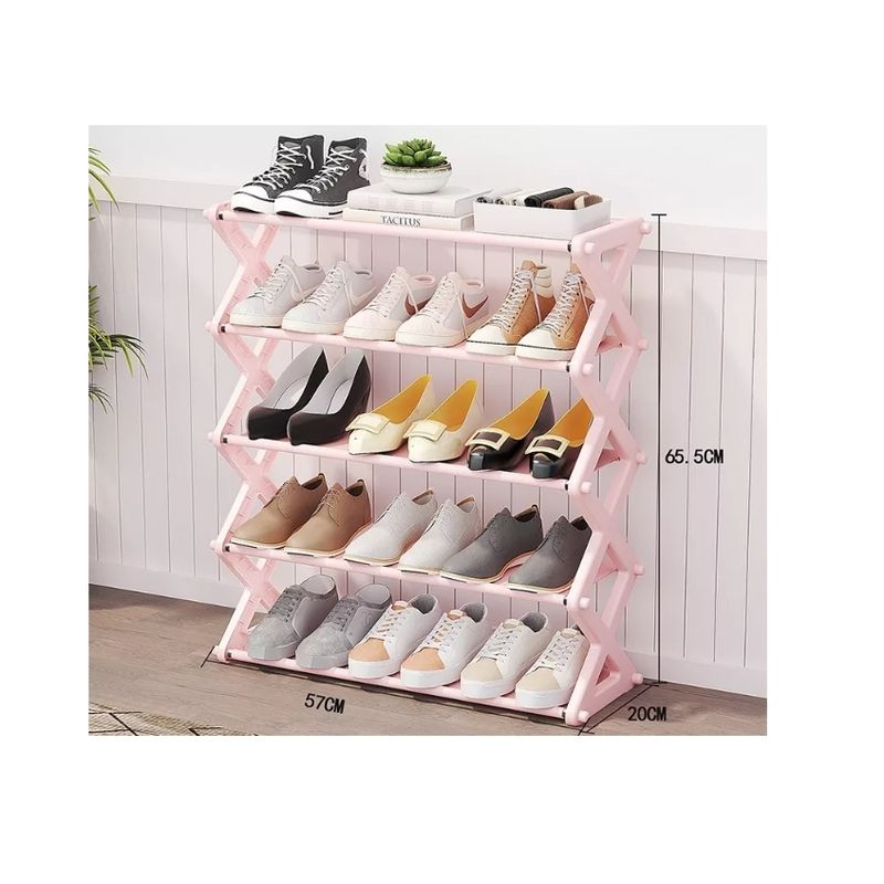 GENERICO - 5 Niveles Estante Para Zapatos Organizador Prueba Zapatero Rosa