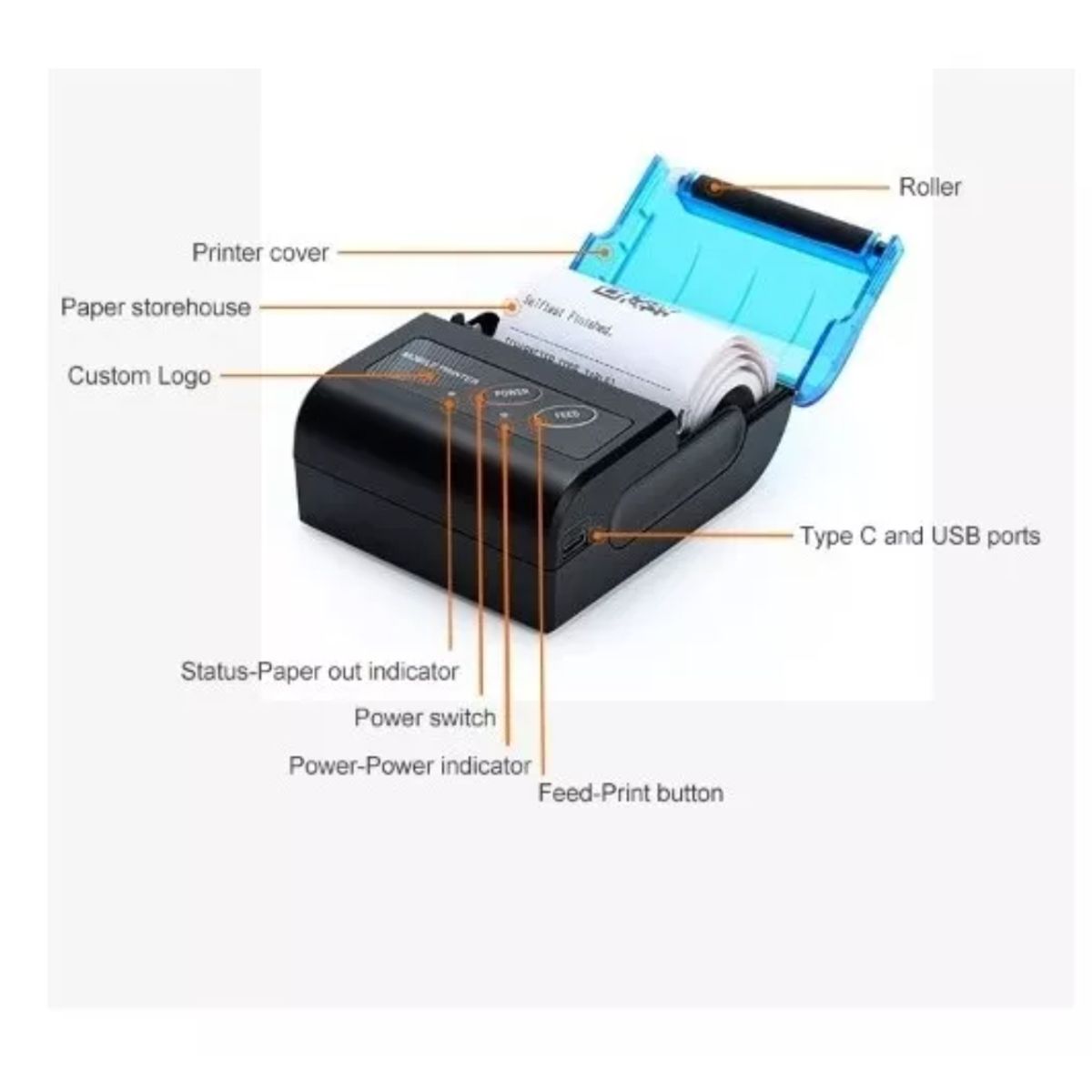 GENERICO - Mini Impresora Térmica Sii E-boleta, 58mm + 10 Rollos