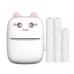 GENERICO - Mini Impresora Térmica Gatita Bluetooth 200dpi 11 Rollos