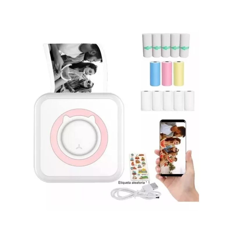 GENERICO - Mini Impresora Térmica Portátil Bluetooth Accesorios 13 Roll