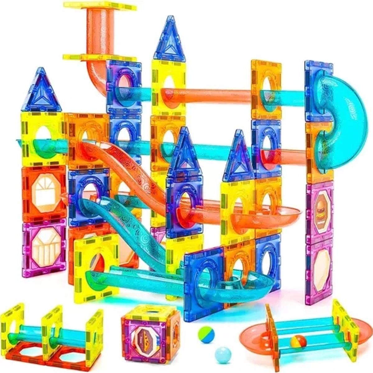 GENERICO - Pista De Bolitas Juego De Encaje Y Bloques Magnéticos 105pcs