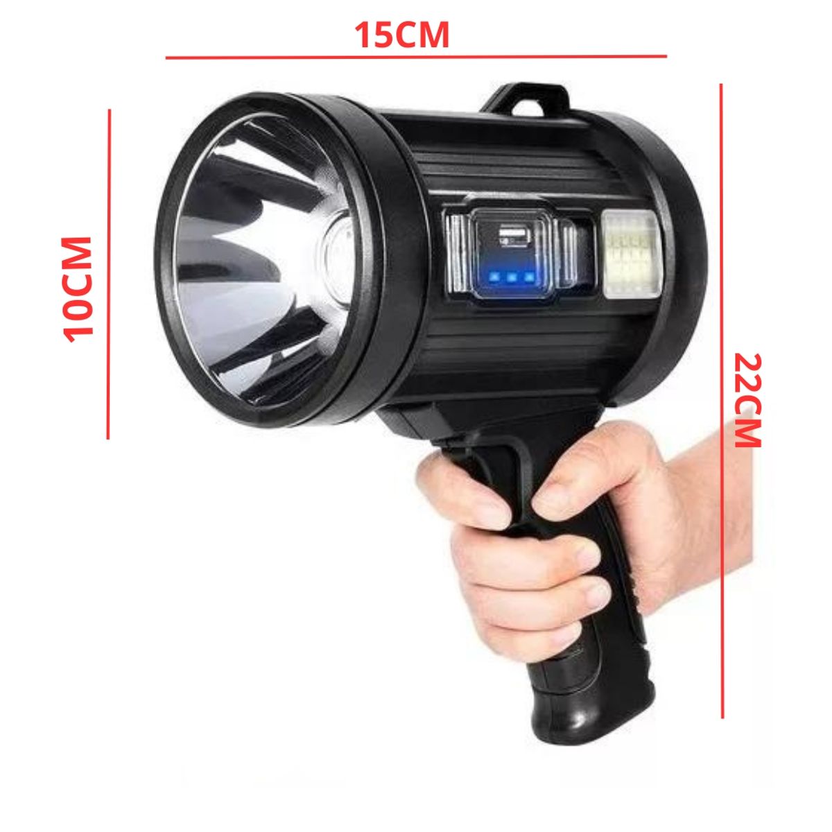 GENERICO - Linterna De Mano Foco Led Recargable 90.000L 3 Modos Solar