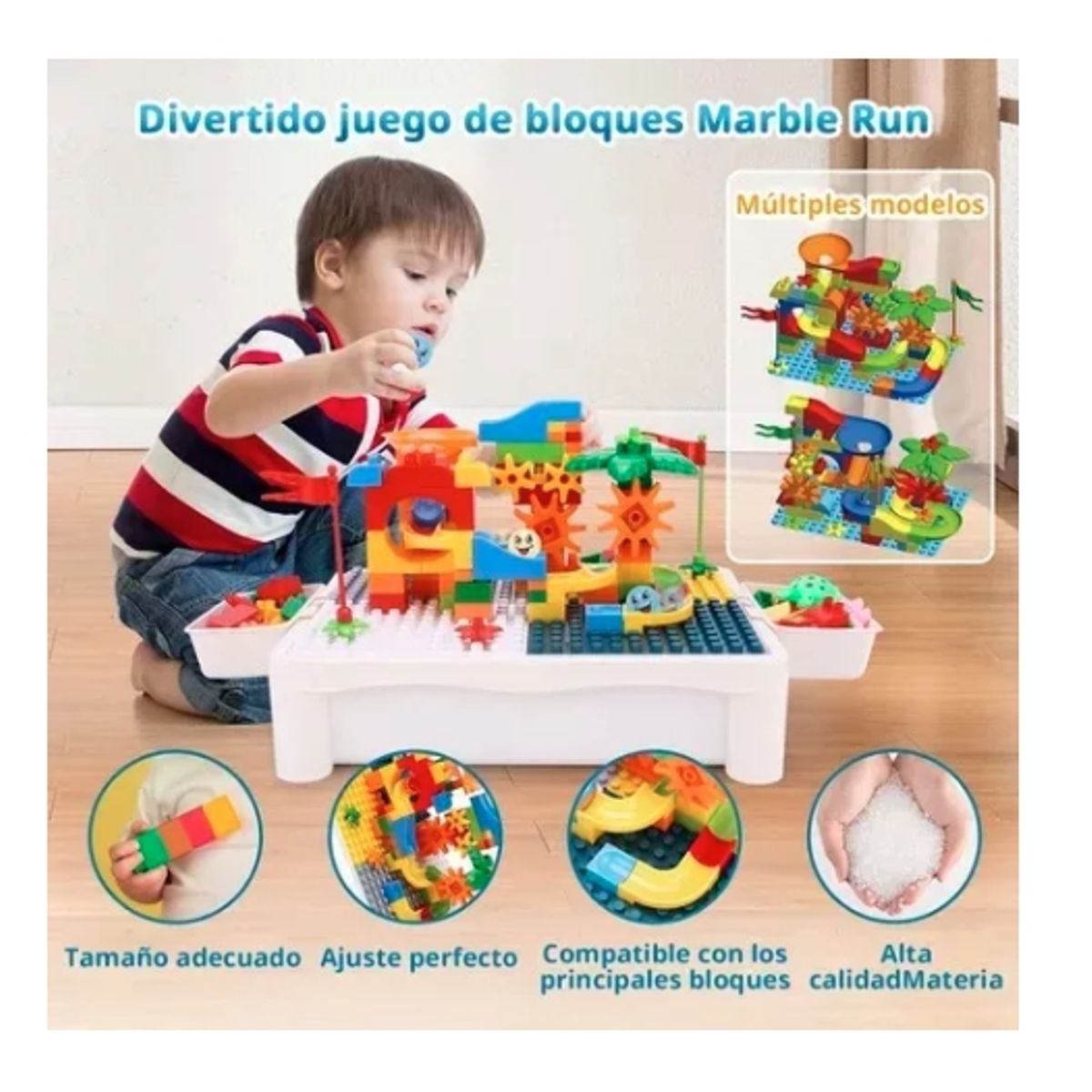 GENERICO - Juego Incluye Bloques 190pc , Mesa , 2 Silla, 4 Cajas Latera