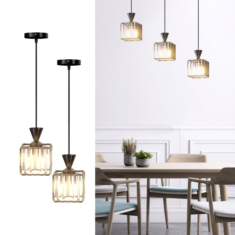 AIZO - Lámpara Colgante Lámpara De Techo Cristal Moderna Decorativa Negro