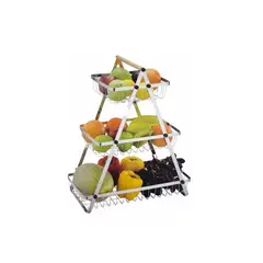 GENERICO - Cesta De Metal Frutero 3 Niveles Multiuso Y Decoración Plateado