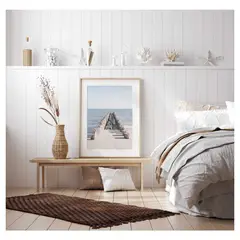 PAPEL ILUSTRADO - Set Playa y calma 40x50 cm Marco Madera Natural