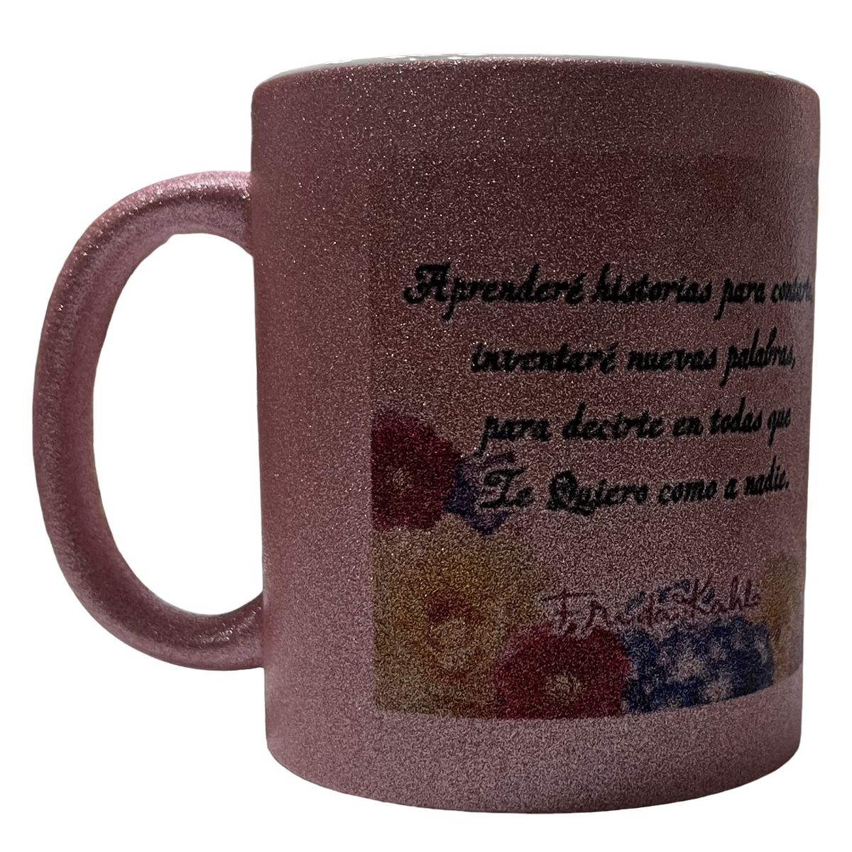 GENERICO - Hermoso Tazón Mug Glitter rosado - Frida Kalho - Mod. 5