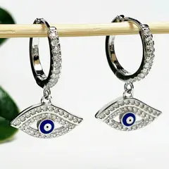 GENERICO - Aro Argolla Ojo turco de Plata con Microcircones