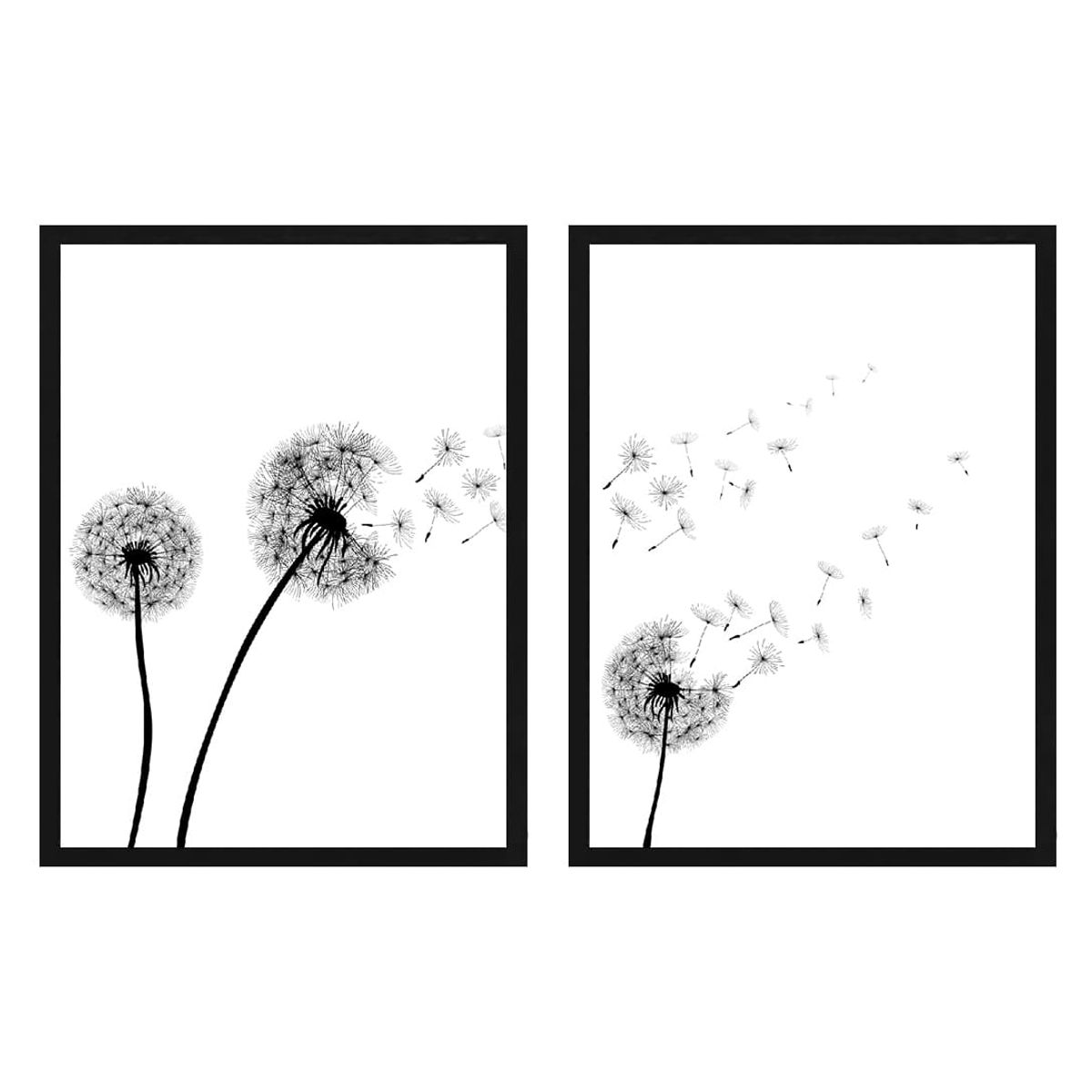 PAPEL ILUSTRADO - Set 2 Cuadros Dandelion 40x50 Marco Negro
