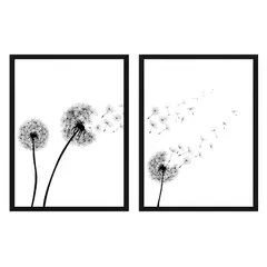 PAPEL ILUSTRADO - Set 2 Cuadros Dandelion 40x50 Marco Negro