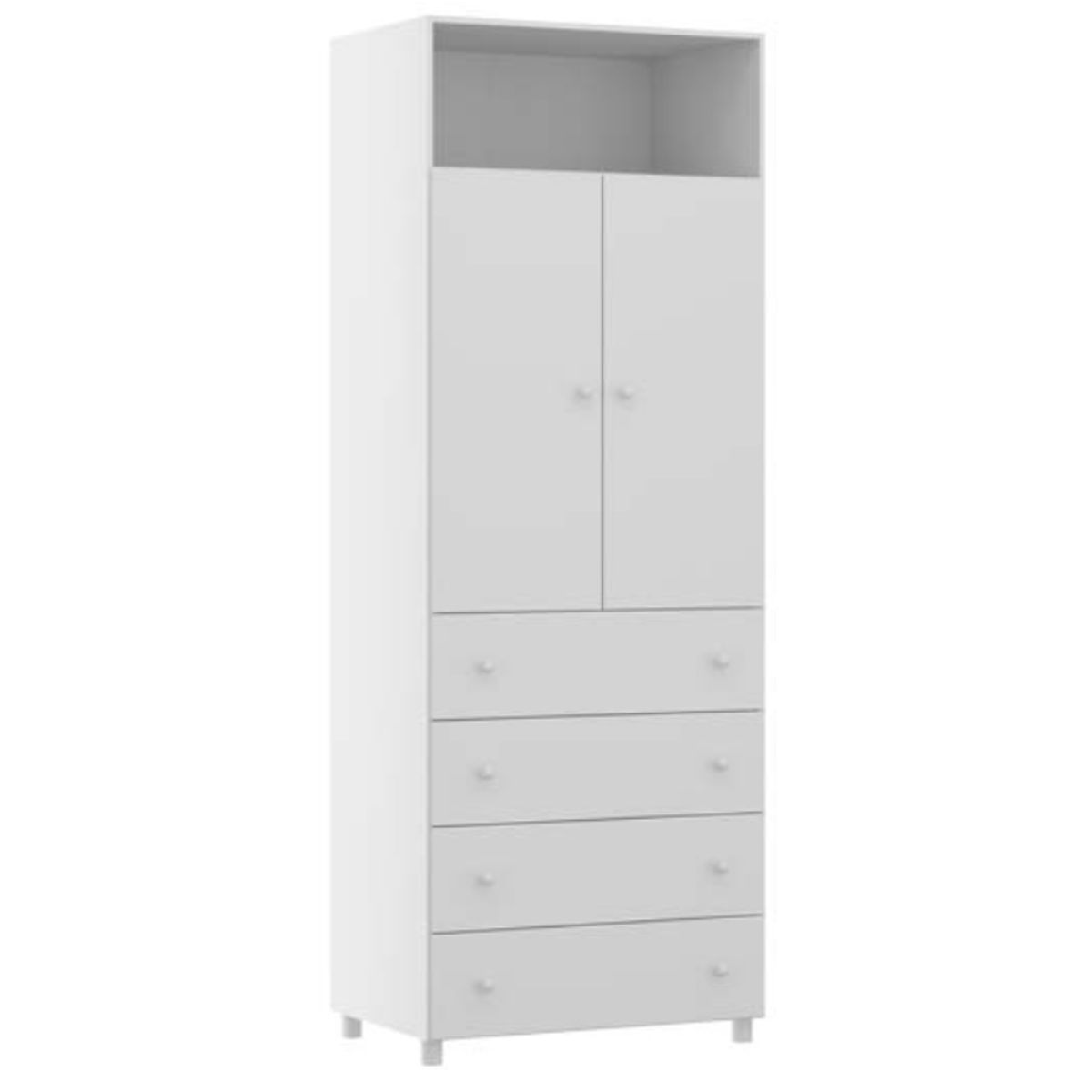 KIDSCOOL - Armario 2 Puertas y 4 Cajones Blanco