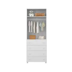 KIDSCOOL - ARMARIO 2 PUERTAS Y 4 CAJONES BLANCO