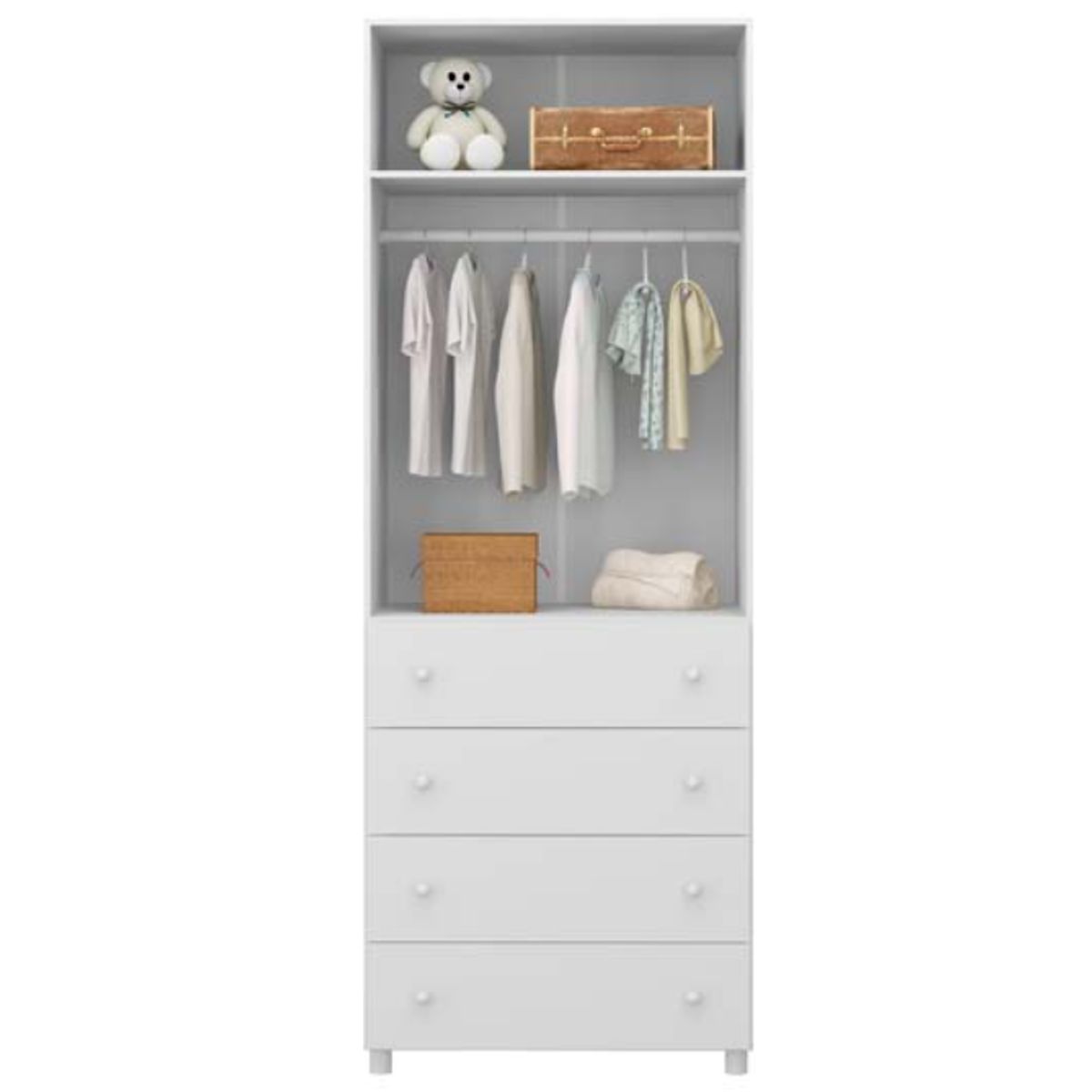 KIDSCOOL - Armario 2 Puertas y 4 Cajones Blanco