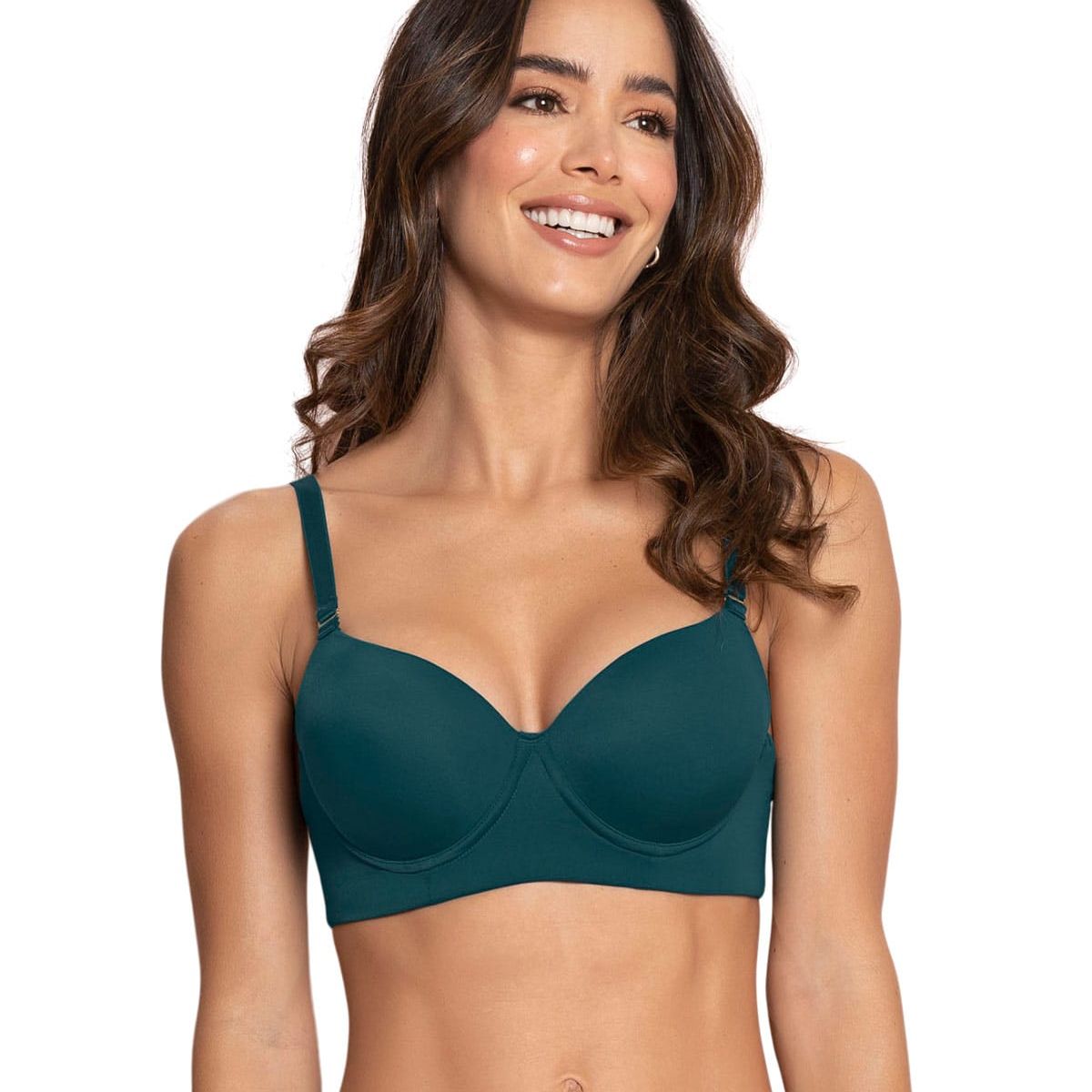 LEONISA - Sostén de realce alto copa lisa 71332 Verde Oscuro