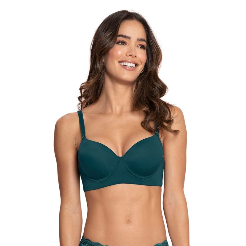 LEONISA - Sostén de realce alto copa lisa 71332 Verde Oscuro
