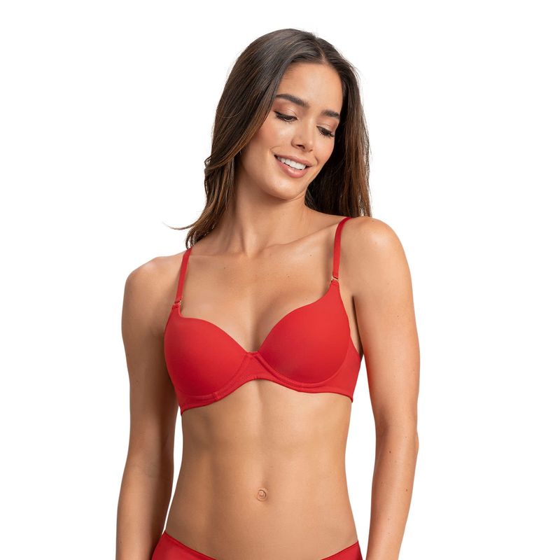 LEONISA - Sostén de realce suave con breteles multiusos 71261 Rojo Medio