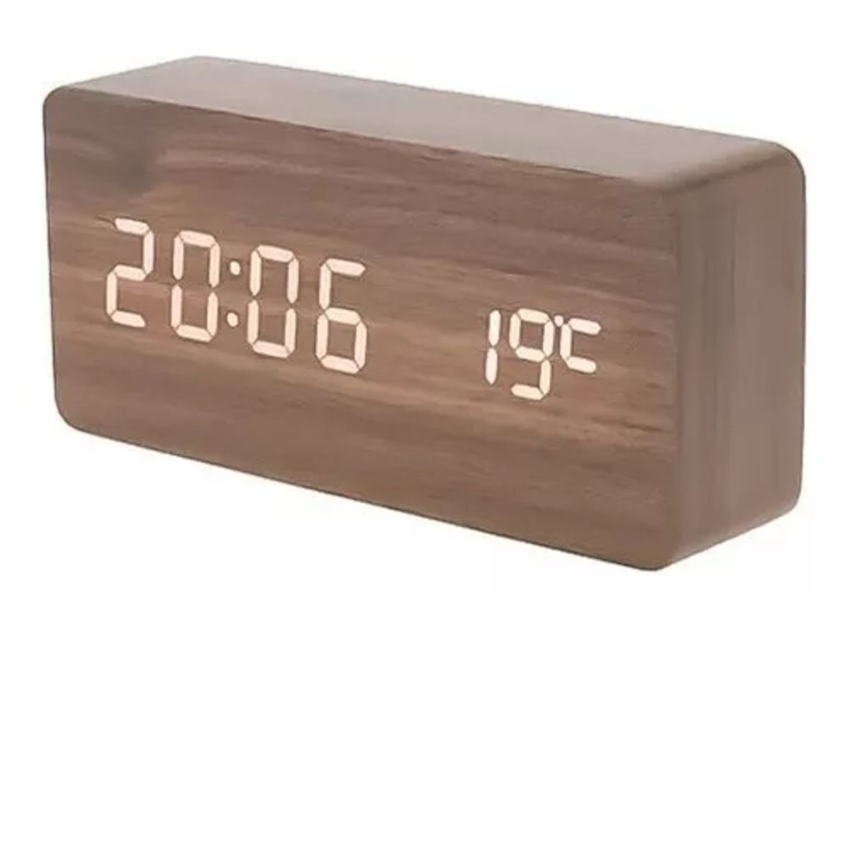 GENERICO - Reloj Despertador Digital De Madera Luz Lcd Pilas Y Usb 1299