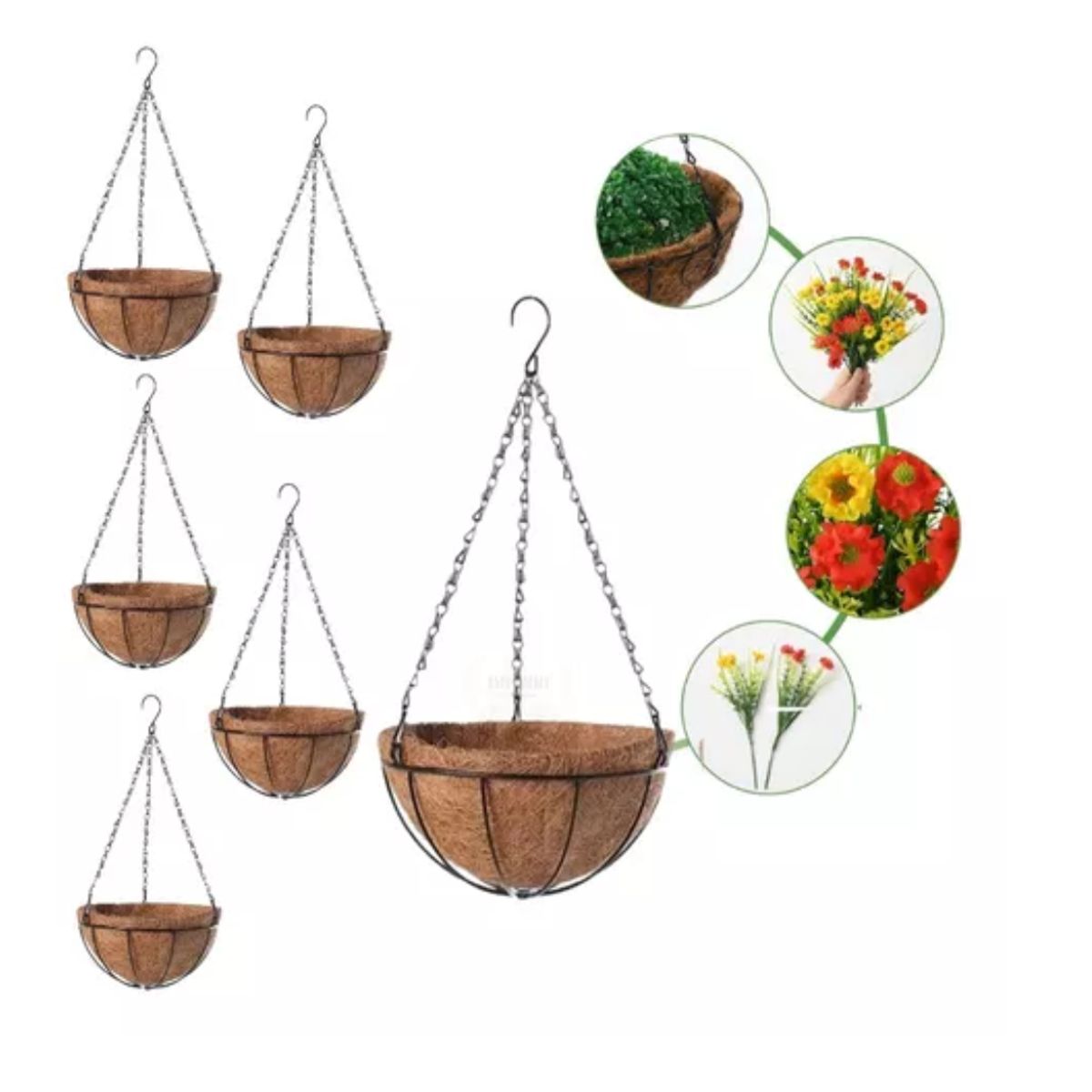 GENERICO - 6 X Huerto Colgante Maceta Fibra De Coco Macetero